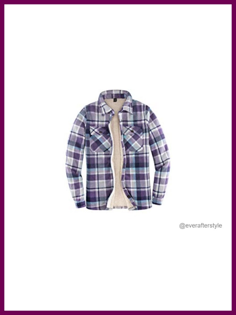 Sherpa Lined Fleece Plaid Shacket Button Up Shirt Jacket